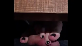 Public FootJob in eating-house